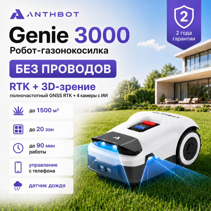 Робот-газонокосилка ANTHBOT Genie 3000 GPS+RTK для участка до 36 соток