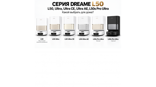 Сравнение Dreame L50: Ultra CE, Ultra, Pro Ultra, L50s Pro Ultra и L50 Ultra AE - что выбрать в 2026 году? Сравнение Dreame L50: Ultra CE, Ultra, Pro Ultra, L50s Pro Ultra и L50 Ultra AE - что выбрать в 2026 году?