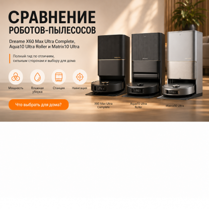 Dreame X60 Ultra Complete, Aqua10 Ultra Roller Complete или Matrix10 Ultra: какой робот-пылесос выбрать Dreame X60 Ultra Complete, Aqua10 Ultra Roller Complete или Matrix10 Ultra: какой робот-пылесос выбрать