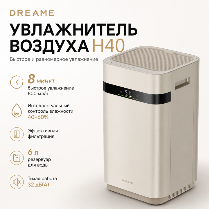 Увлажнитель-очиститель воздуха Dreame H40 CVF13A без тумана, 800 мл/ч