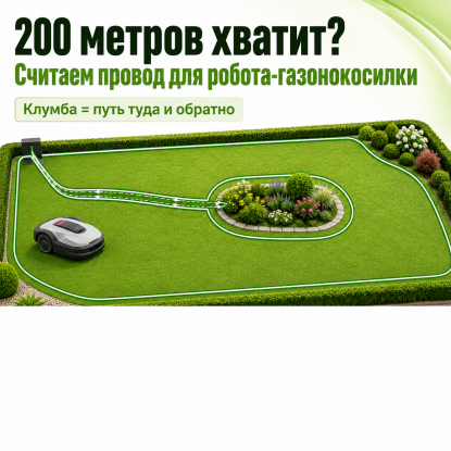 200 метров хватит? Как рассчитать провод для робота-газонокосилки и не остановиться у первой клумбы