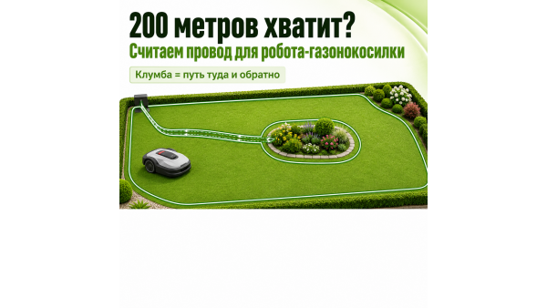 200 метров хватит? Как рассчитать провод для робота-газонокосилки и не остановиться у первой клумбы