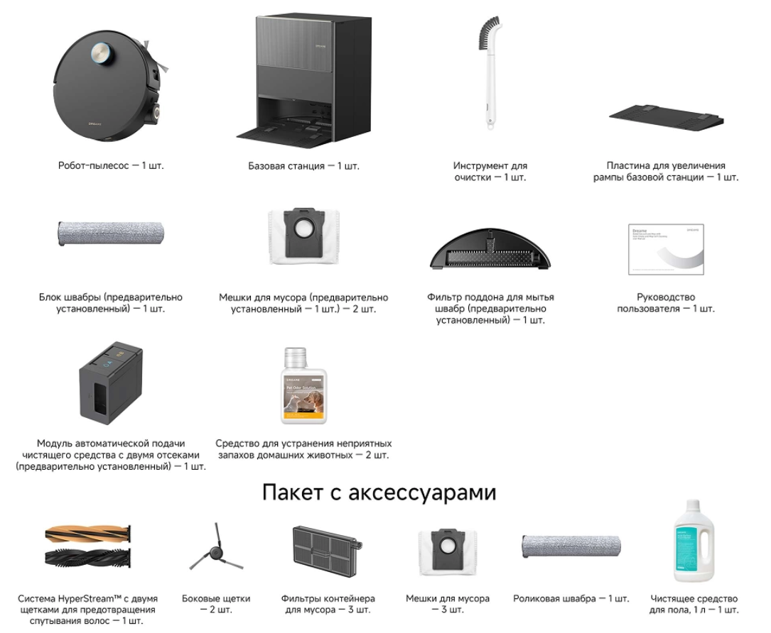 Комплектация Dreame Aqua10 Ultra Roller Complete RU