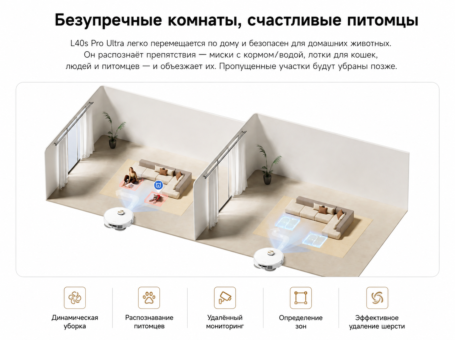 Уборка крупных частиц Dreame L40s Pro Ultra Large Particles Boost Dreame L40s Pro Ultra для корма и наполнителя