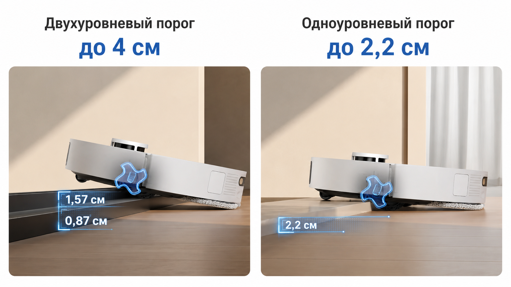 EasyLeap до 40 мм Dreame L40s Ultra преодолевает пороги с системой EasyLeap