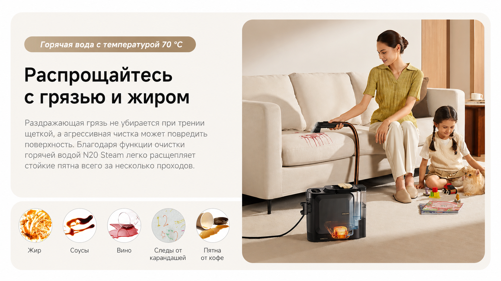 Dreame N20 Steam с горячей водой до 70°C