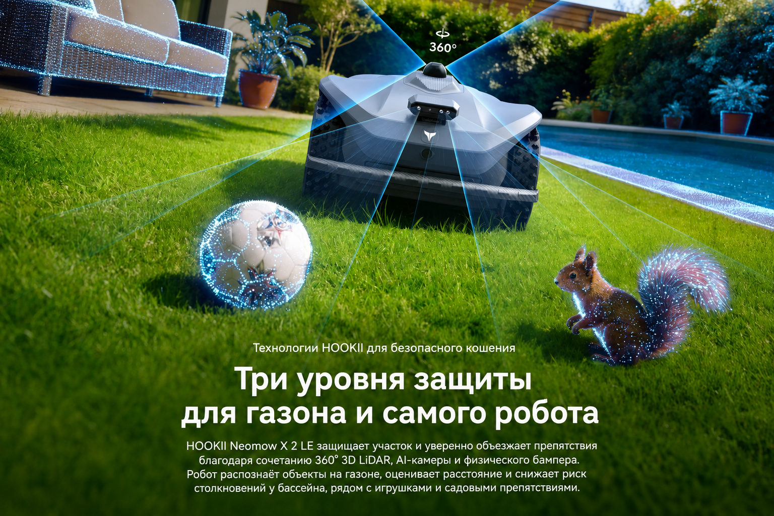 Три уровня обнаружения препятствий HOOKII Neomow X 2 PRO PRO