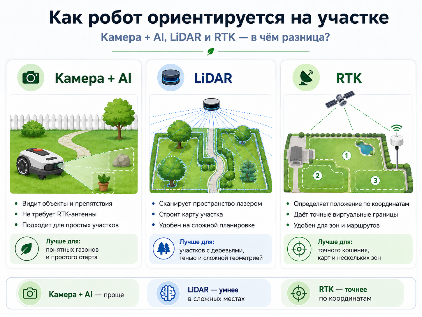 Лучшие беспроводные роботы-газонокосилки 2026 для небольших участков: AI, LiDAR или RTK? Лучшие беспроводные роботы-газонокосилки 2026 для небольших участков: AI, LiDAR или RTK?