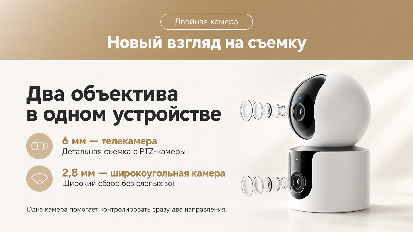 Mijia Smart Camera C300 Dual MJSXJ22CM IP-камера Mijia Smart Camera C300 Dual с двумя объективами