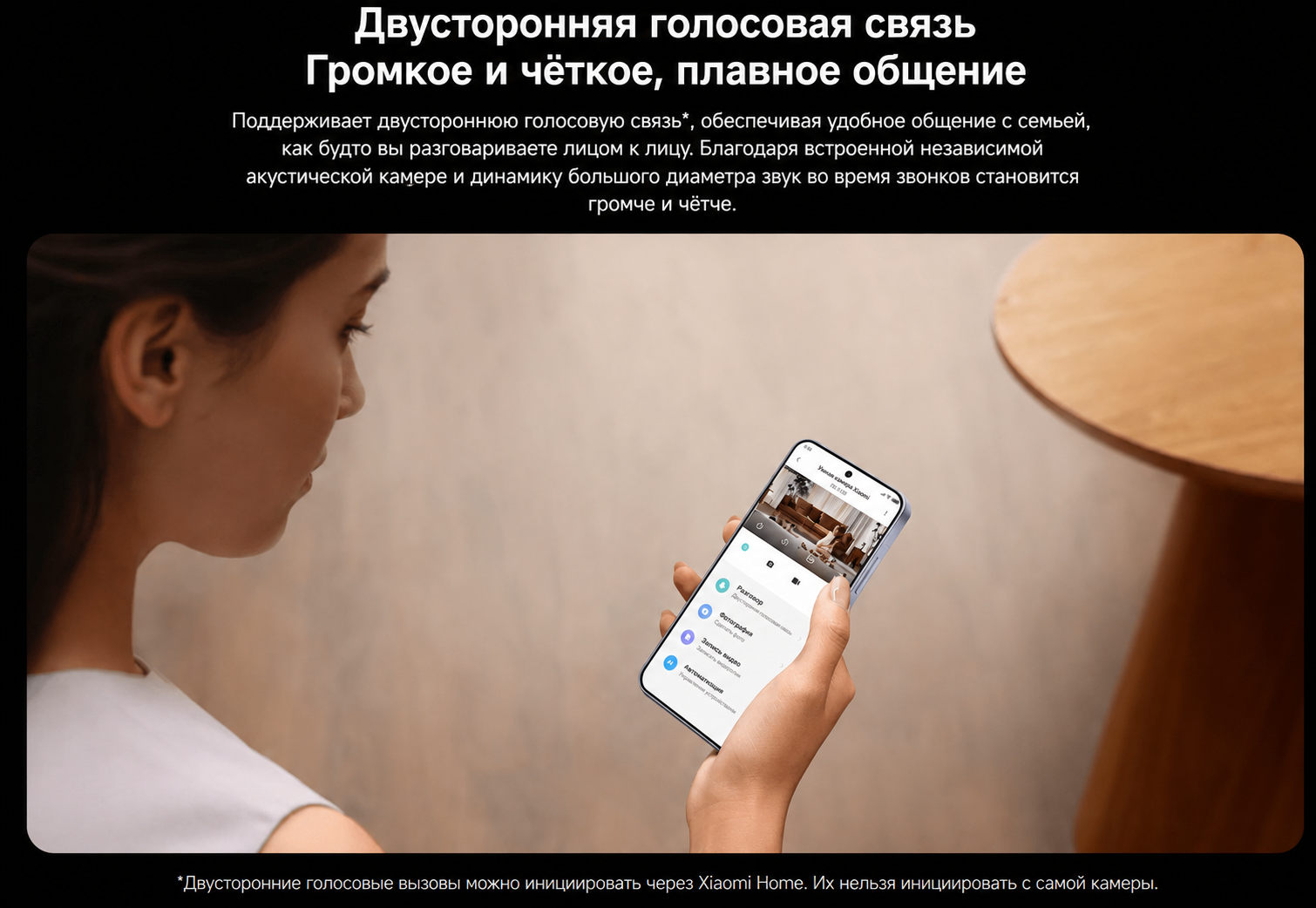 Двусторонняя голосовая связь Xiaomi Smart Camera C500