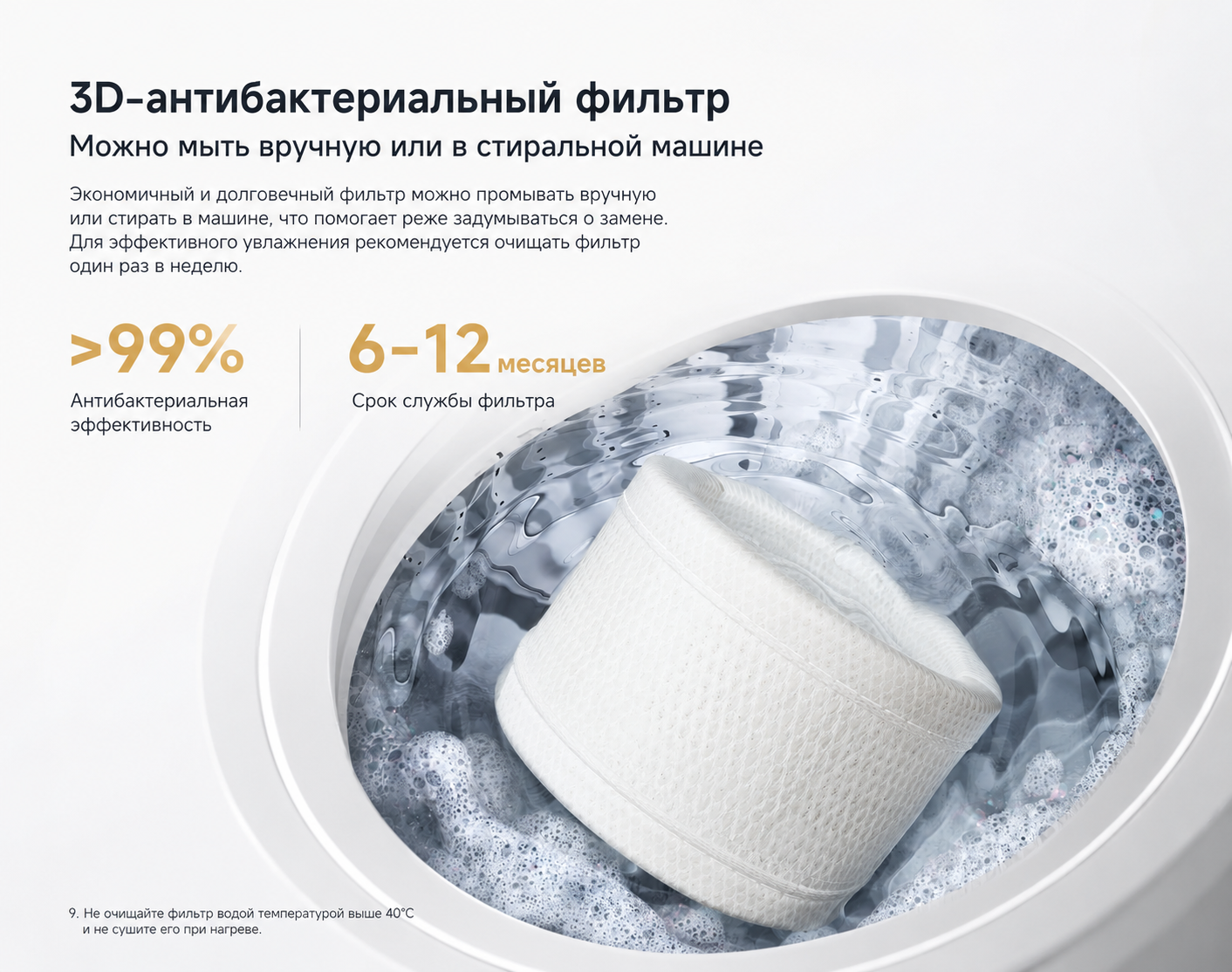Моющийся антибактериальный 3D фильтр Xiaomi Mijia Smart Evaporative Humidifier Pro