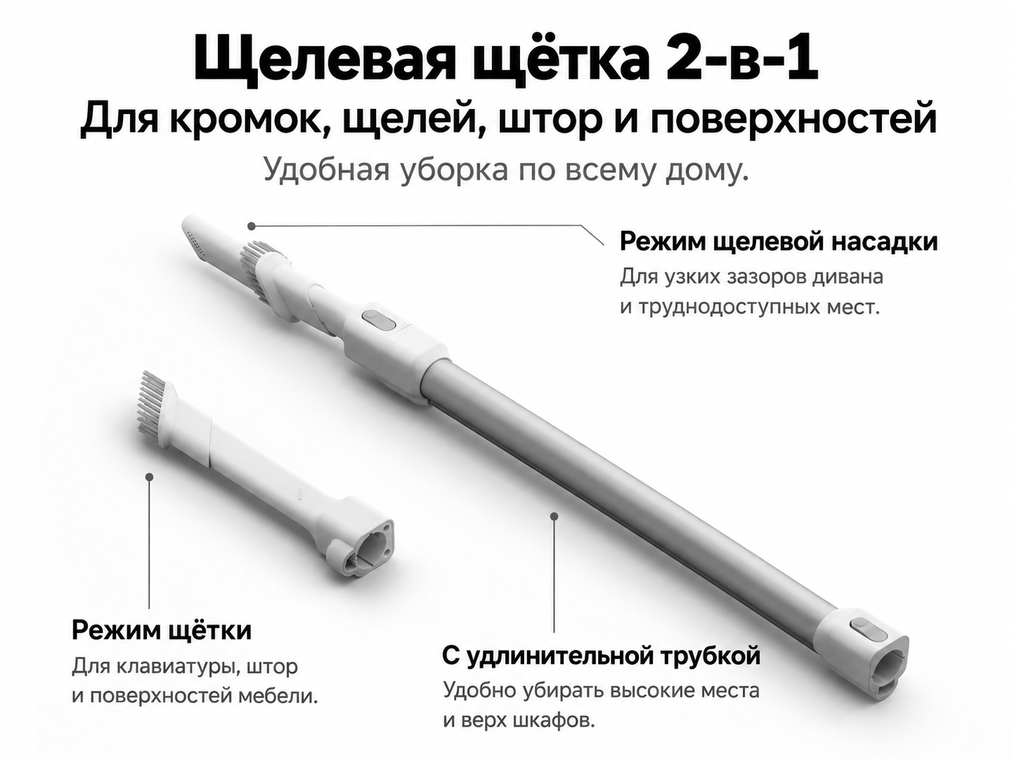 Основная щетка и насадка 2 в 1 Xiaomi Mijia Vacuum Cleaner 4C