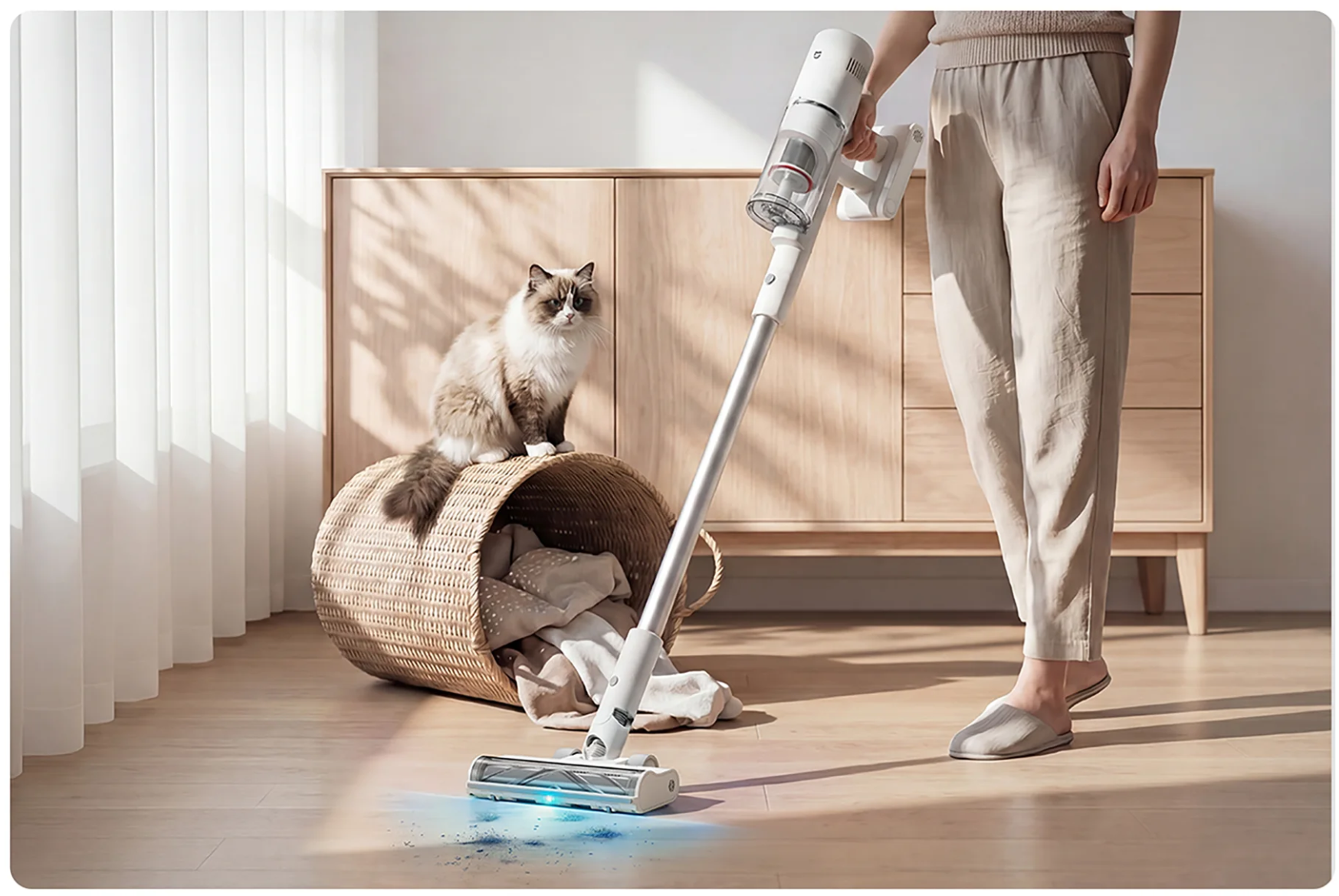 Синяя подсветка пыли 180 градусов Xiaomi Mijia Vacuum Cleaner 4